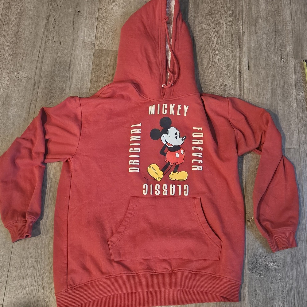 Disney Forever Mickey Mouse‎ Classic Womens Hoodie Large (11-13) Red Sweatshirt